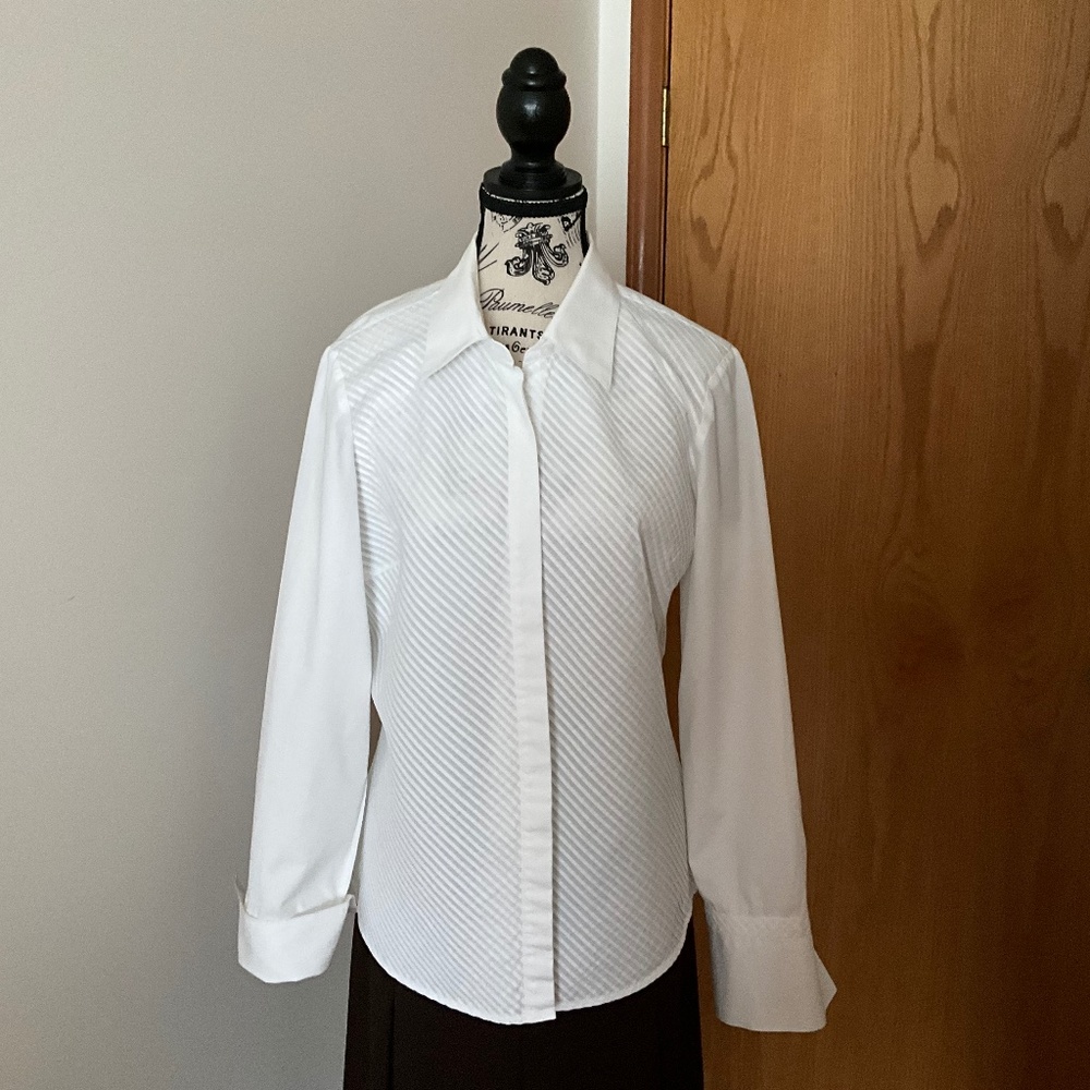 Geoffrey Beene White Business Casual Blouse Size 12
